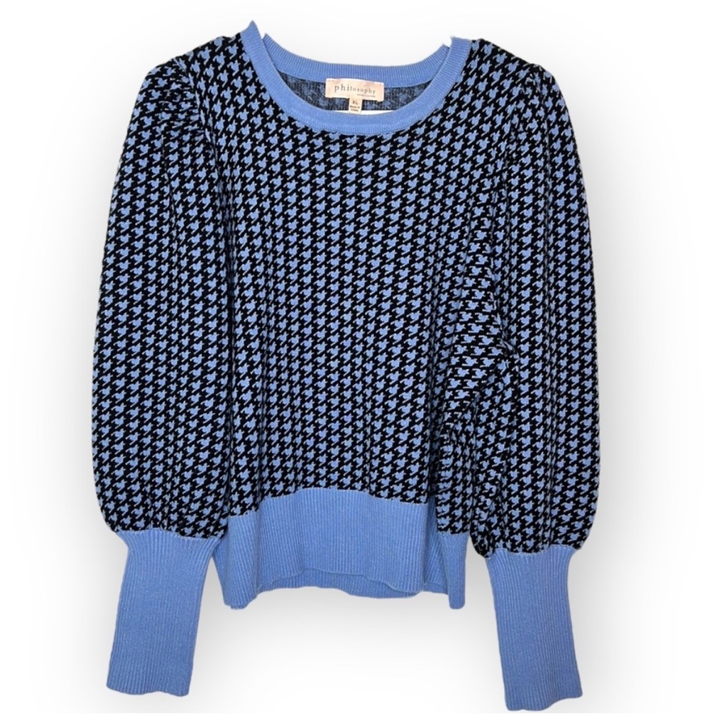 Philosophy Blue and Black Houndstooth Sweater